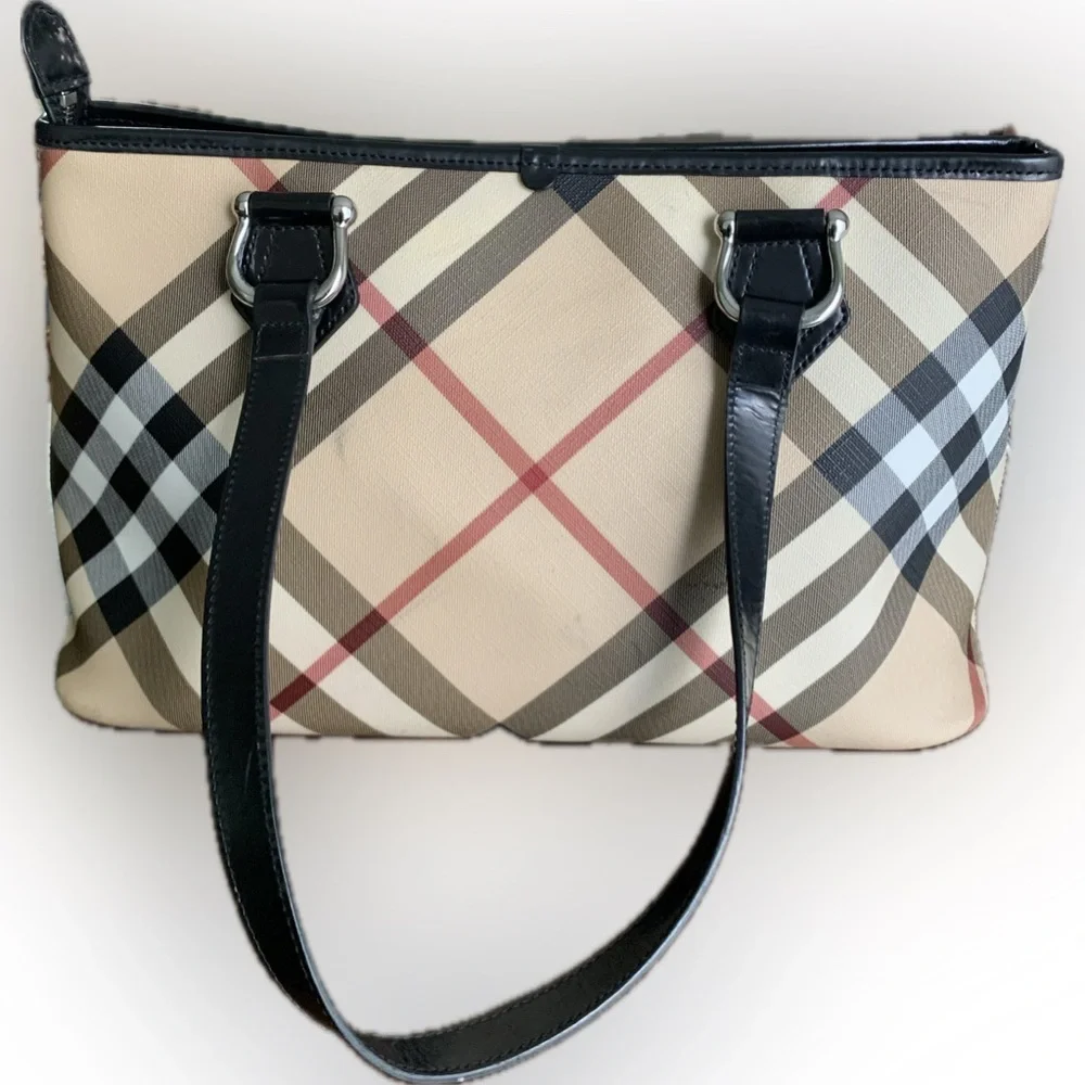 Burberry Nova Check Coated Canvas and Patent Leather Tote - Picture 10 of 13